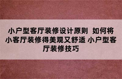 小户型客厅装修设计原则  如何将小客厅装修得美观又舒适 小户型客厅装修技巧